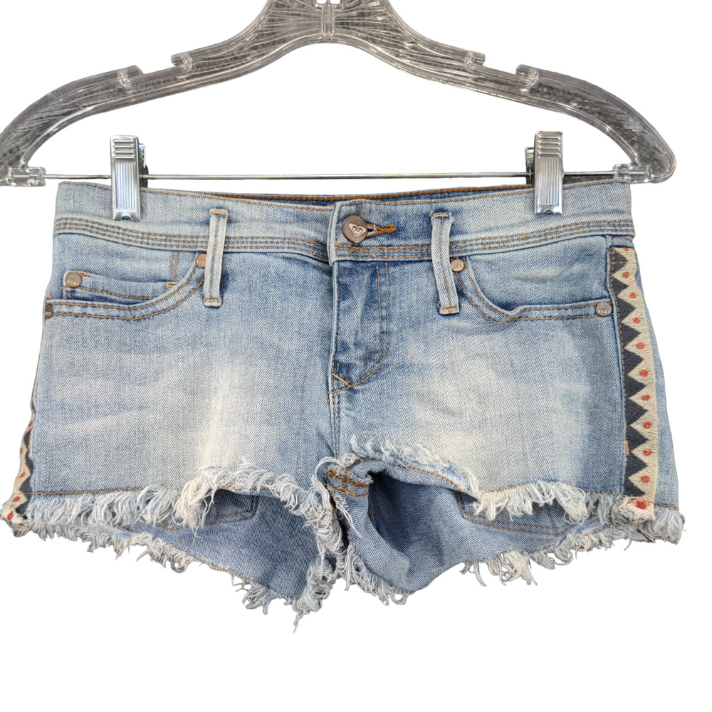 Roxy Womens Cut Off Jean Shorts Blue Size 0/24 Denim 5 Pocket Southwestern